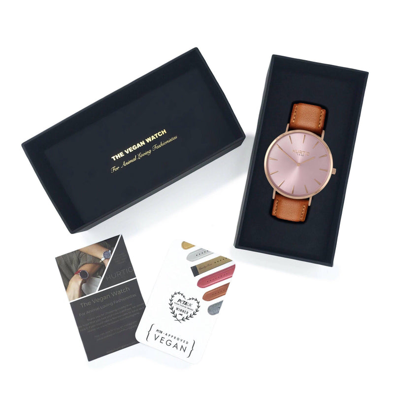 Mykonos Vegan Leather All Rose/Tan Watch Hurtig Lane Vegan Watches