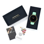 Men's vegan watch gold and mint green 