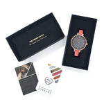 women's vegan watch gift set. Rose gold/grey with vegan leather pink coral straps