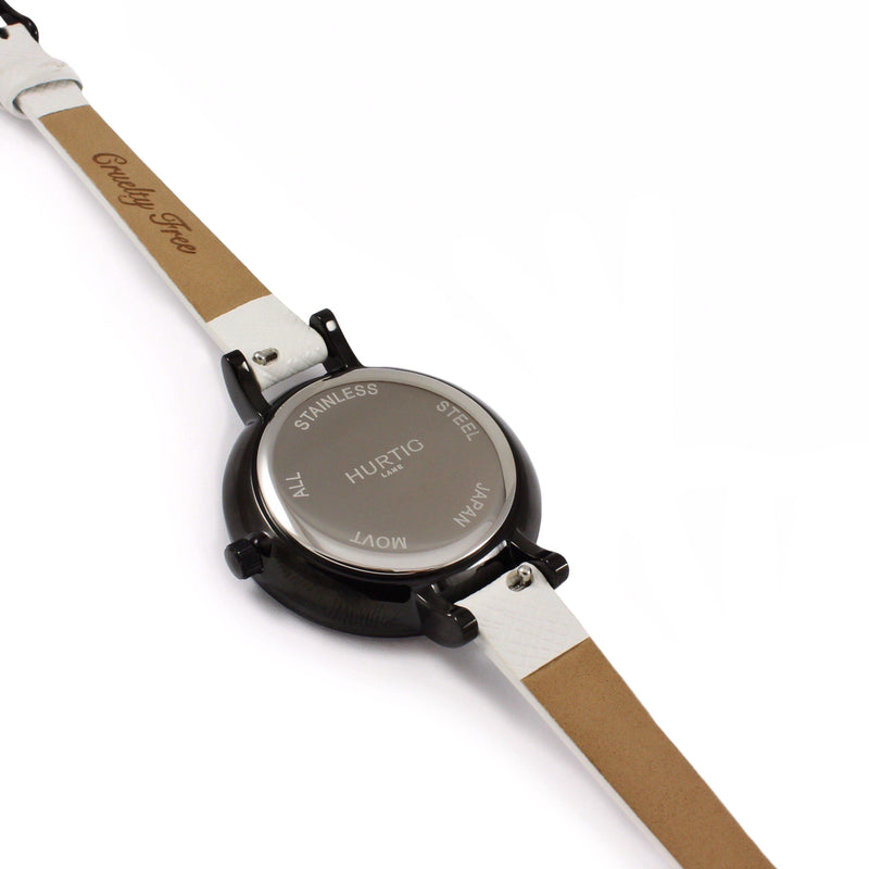 Amalfi Petite Vegan Leather Black/Black/White - hurtig-lane-vegan-watches