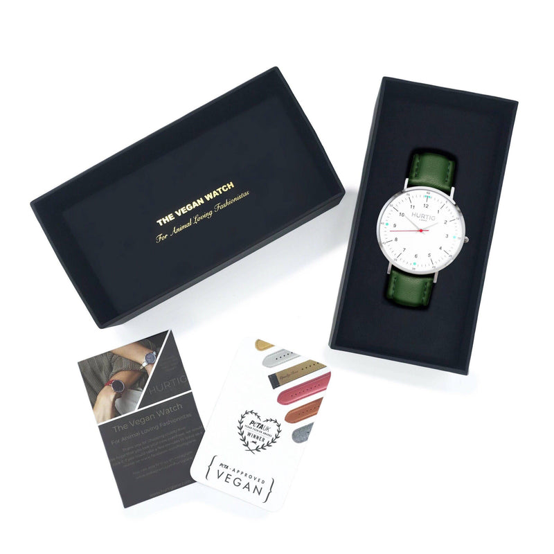 Vegan watch gift set in green