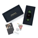 Vegan watch gift set black and green