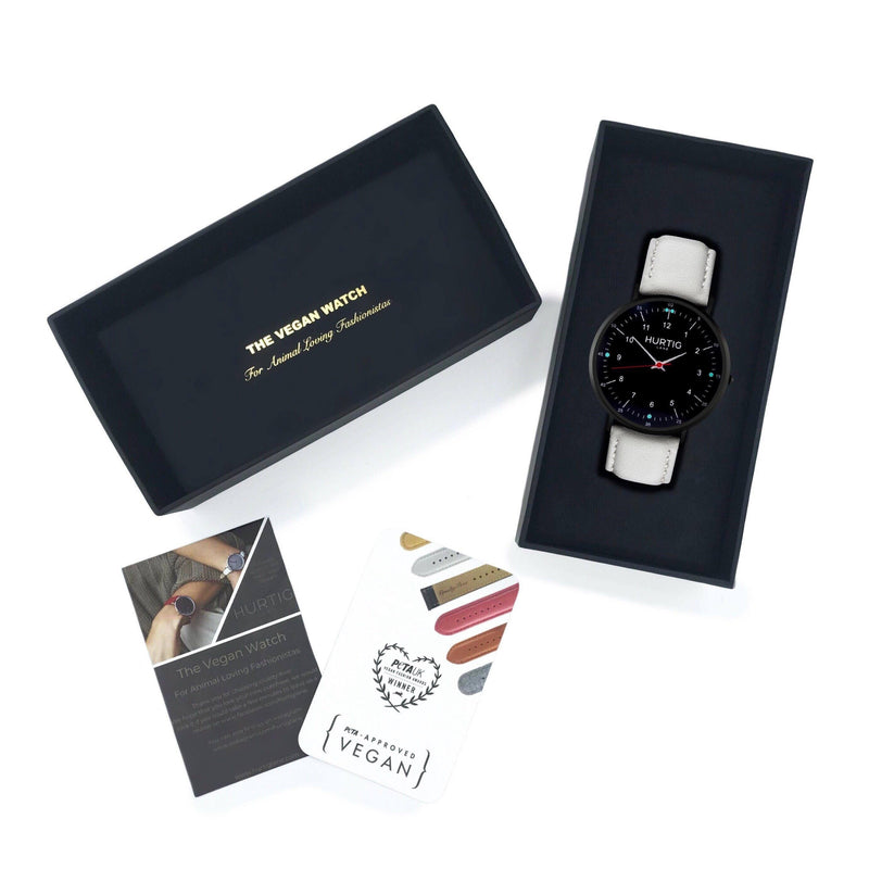 vegan watch gift set black and grey