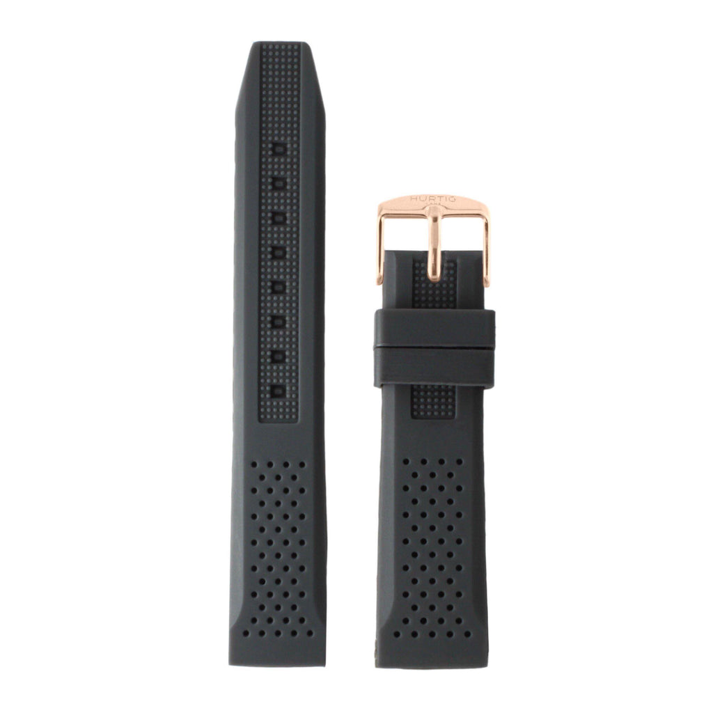 Dark Grey and Rose Gold Vegan Rubber Strap watch strap Hurtig Lane Vegan Watches