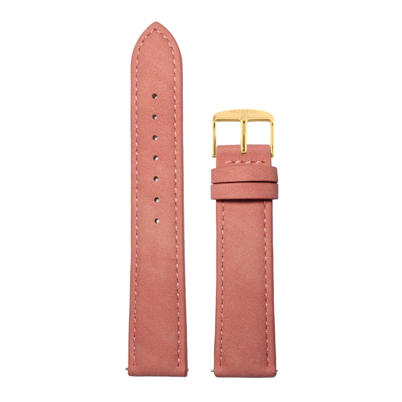 Coral and Gold Vegan Suede Strap watch strap Hurtig Lane 