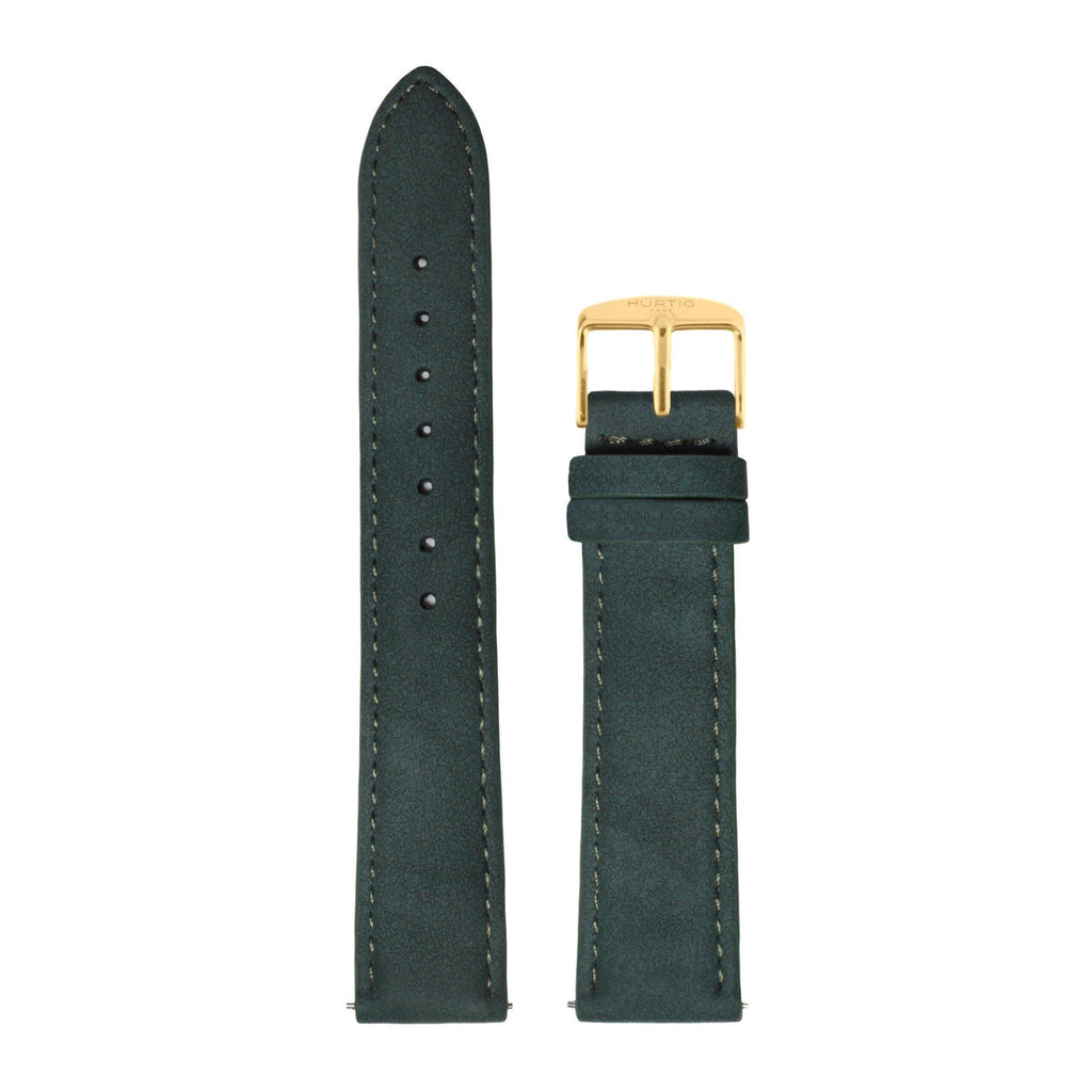 Forest Green and Gold Vegan Suede Strap watch strap Hurtig Lane