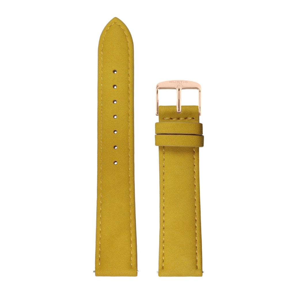 Mustard and Rose Gold Vegan Suede Strap watch strap Hurtig Lane