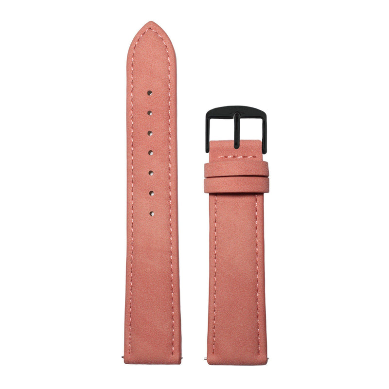 Hymnal Coral and Black Vegan Suede Strap - hurtig-lane-vegan-watches