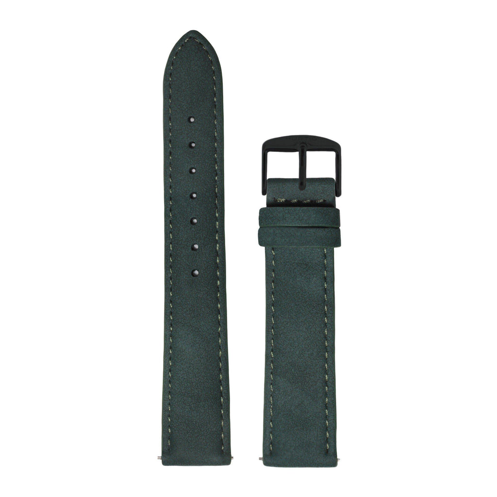 Hymnal Forest Green and Black Vegan Suede Strap - hurtig-lane-vegan-watches