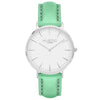 Vegan leather watch silver, white and mint- hurtig lane- vegane uhren