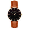 Mykonos Vegan Leather Watch Gold, Black and tan Watch Hurtig Lane Vegan Watches