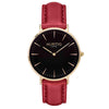 Mykonos Vegan Leather Watch Gold, Black and red Watch Hurtig Lane Vegan Watches