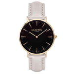 Mykonos Vegan Leather Watch Gold, Black and grey Watch Hurtig Lane Vegan Watches