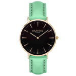 Mykonos Vegan Leather Watch Gold, Black and mint Watch Hurtig Lane Vegan Watches