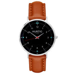 Moderno Vegan Leather Watch Silver, Black & Chestnut Watch Hurtig Lane Vegan Watches