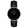 hurtig lane vegan leather watch silver, black & black vegane uhren