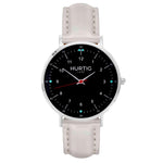 hurtig lane vegan leather watch silver, black & grey vegane uhren