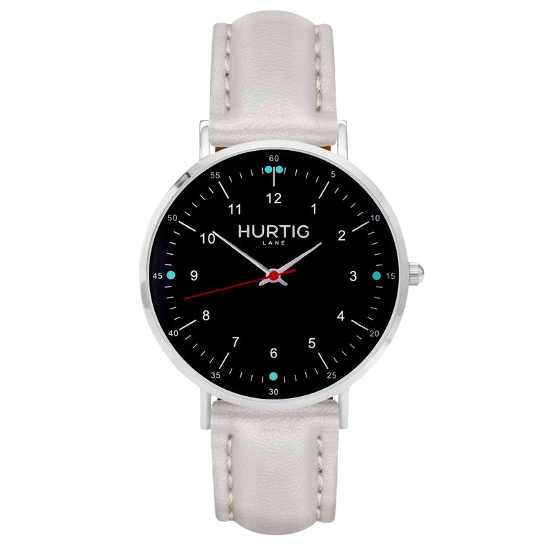 Moderno Vegan Leather Watch Silver, Black & Mint Watch Hurtig Lane Vegan Watches