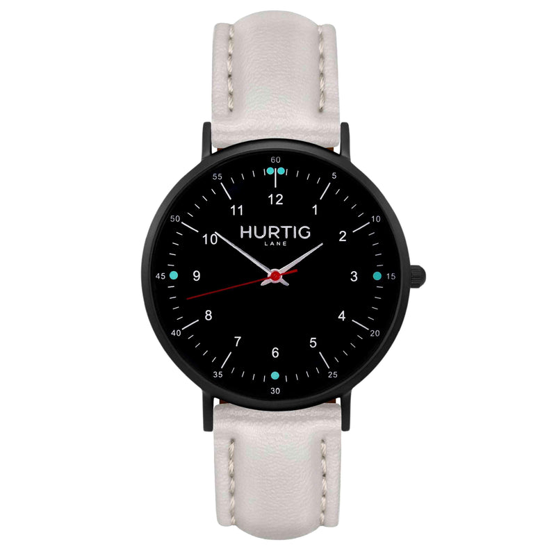 Moderno Vegan Leather Watch All Black & Red Watch Hurtig Lane Vegan Watches