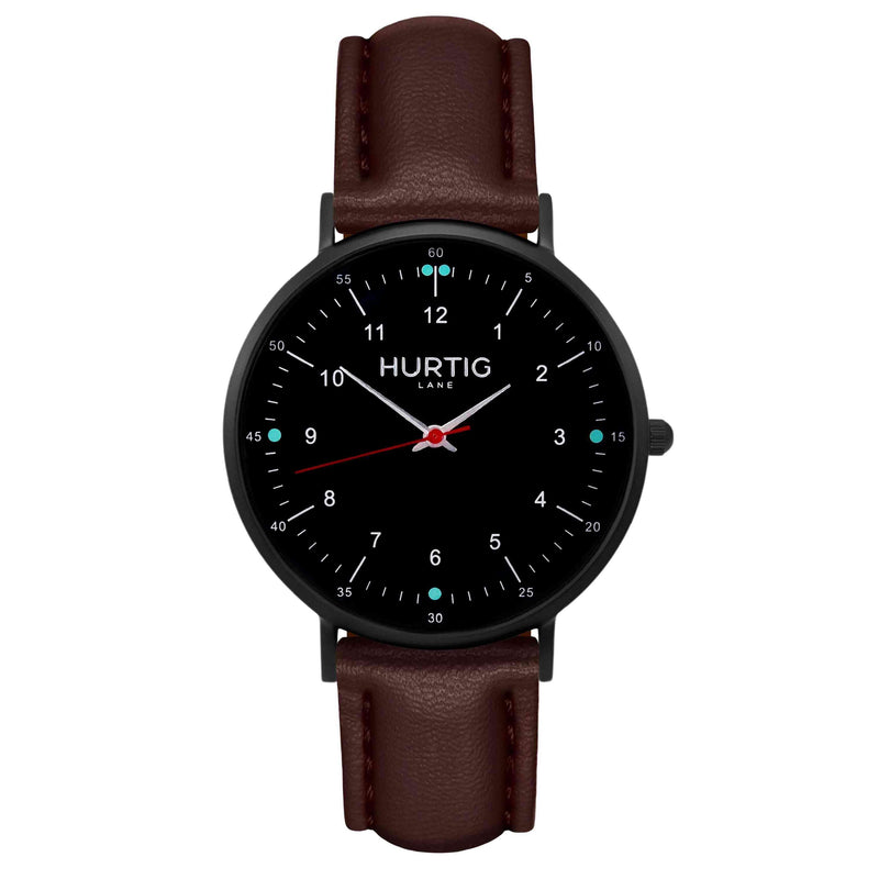 Moderna Vegan Leather Watch All Black & Black Watch Hurtig Lane Vegan Watches