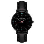 Moderna Vegan Leather Watch All Black & Green - Hurtig Lane - sustainable- vegan-ethical- cruelty free