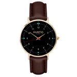 hurtig lane vegan leather watch gold,  black & dark brown vegane uhren