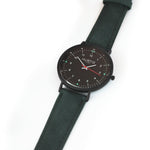 Moderna Vegan Suede All Black/Forest Green - hurtig-lane-vegan-watches