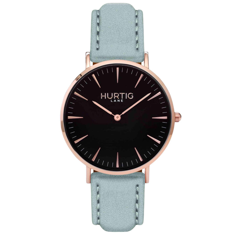 Hymnal Vegan Suede Watch Rose Gold, Black & Mustard Watch Hurtig Lane Vegan Watches