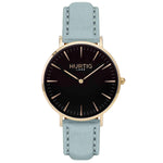 Hymnal Vegan Suede Watch Gold, Black & Duck Egg - Hurtig Lane - sustainable- vegan-ethical- cruelty free