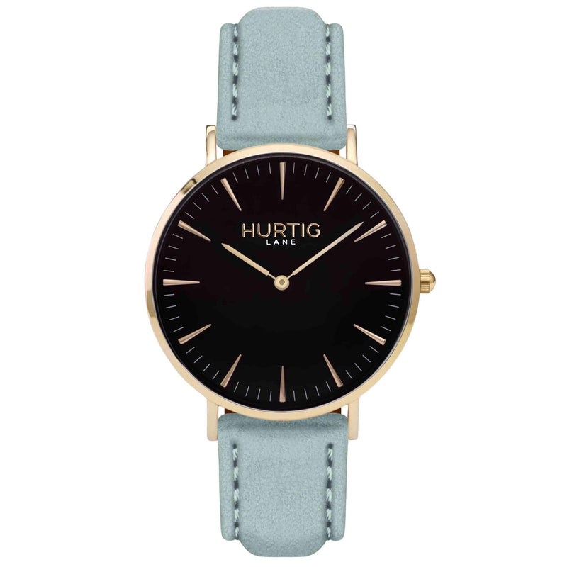 Hymnal Vegan Suede Watch Gold, Black & Mustard - Hurtig Lane - sustainable- vegan-ethical- cruelty free