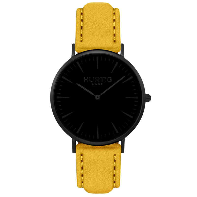 Hymnal Vegan Suede Watch All Black & Coral - Hurtig Lane - sustainable- vegan-ethical- cruelty free