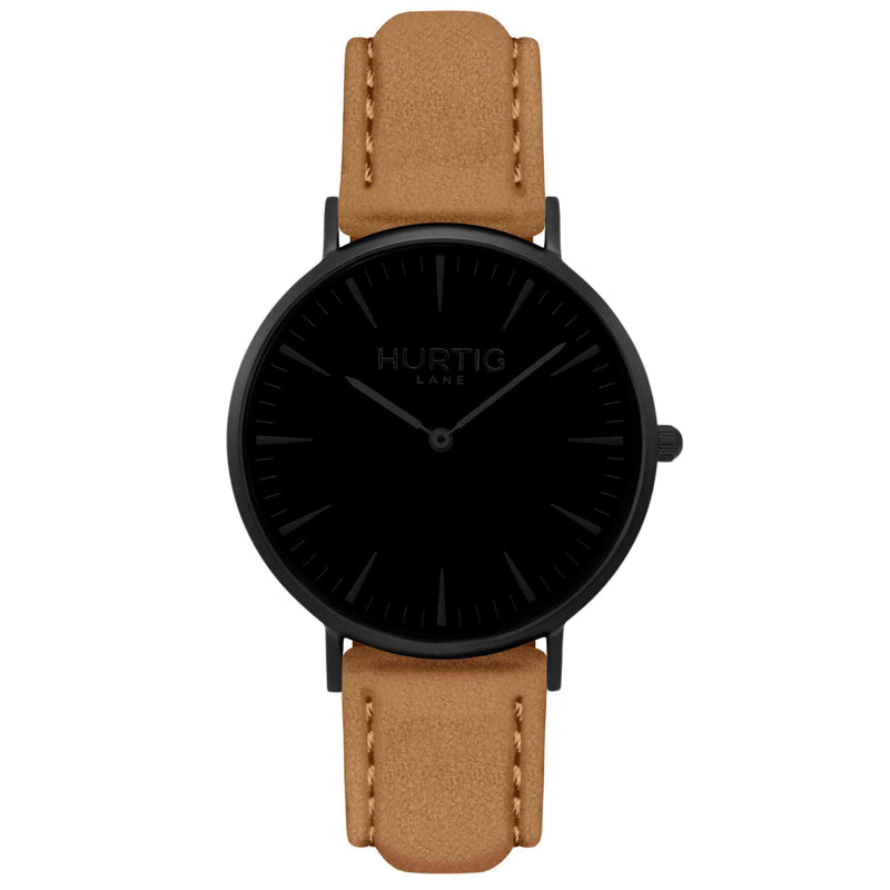 Hymnal Vegan Suede Watch All Black & Berry - Hurtig Lane - sustainable- vegan-ethical- cruelty free