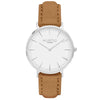 Hymnal Vegan Watch Tweed Silver, White & Camel Brown - Hurtig Lane - sustainable- vegan-ethical- cruelty free