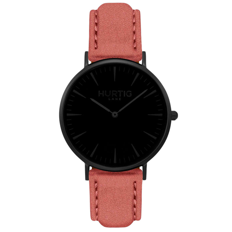 Hymnal Vegan Suede Watch All Black & Camel - Hurtig Lane - sustainable- vegan-ethical- cruelty free