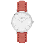 Hymnal Vegan Suede Watch Silver, White & Berry - Hurtig Lane - sustainable- vegan-ethical- cruelty free