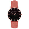 Hymnal Vegan Suede Watch Rose Gold, Black & Coral Watch Hurtig Lane Vegan Watches