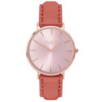 Hymnal Vegan Suede Watch All Rose Gold & Coral - Hurtig Lane - sustainable- vegan-ethical- cruelty free