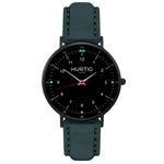 Moderna Vegan Suede Watch All Black & Forest Green - Hurtig Lane - sustainable- vegan-ethical- cruelty free