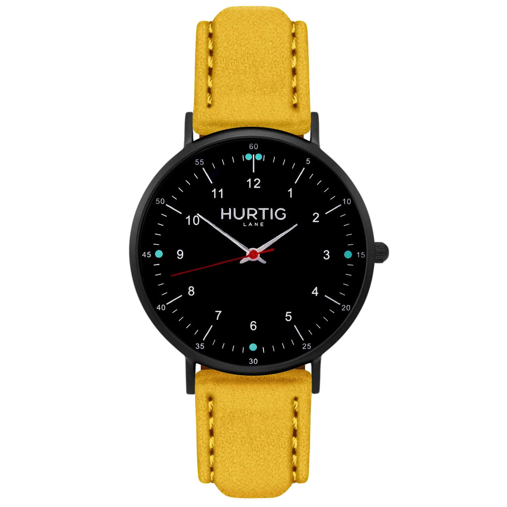 Moderna Vegan Suede Watch All Black & Berry - Hurtig Lane - sustainable- vegan-ethical- cruelty free