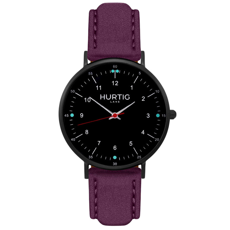 Moderna Vegan Suede Watch All Black & Sand - Hurtig Lane - sustainable- vegan-ethical- cruelty free