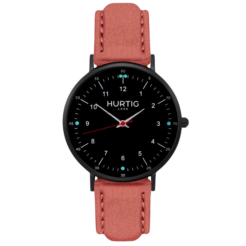 Moderna Vegan Suede Watch All Black & Forest Green - Hurtig Lane - sustainable- vegan-ethical- cruelty free