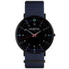 Moderna Vegan Nylon Watch Black/Black/Ocean Blue - hurtig-lane-vegan-watches