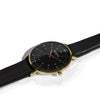 hurtig lane vegan leather watch gold,  black & black vegane uhren