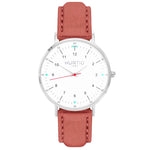 Moderno Vegan Suede Watch Silver, White & Berry Watch Hurtig Lane Vegan Watches