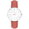 Moderna Vegan Suede Watch Silver, White & Coral Watch Hurtig Lane Vegan Watches