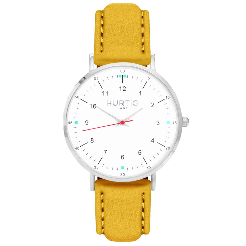 Moderno Vegan Suede Watch Silver, White & Duck Egg Watch Hurtig Lane Vegan Watches