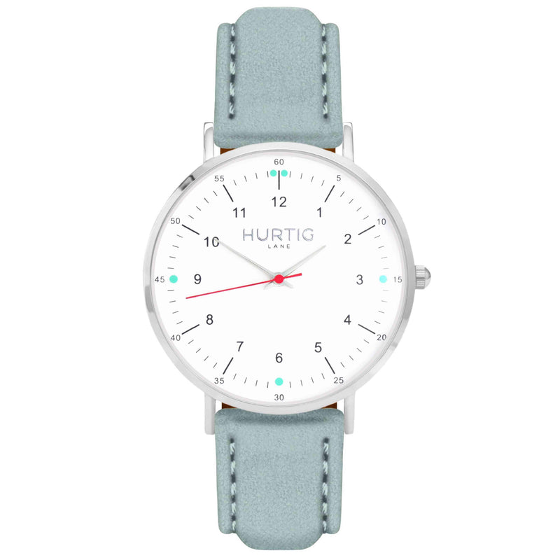 Moderno Vegan Suede Watch Silver, White & Berry Watch Hurtig Lane Vegan Watches