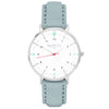 Moderna Vegan Suede Watch Silver, White & Duck Egg Watch Hurtig Lane Vegan Watches