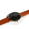 hurtig lane vegan leather watch gold, black & tan vegane uhren