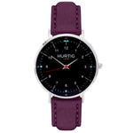 Moderna Vegan Suede Watch Silver, Black & Berry Watch Hurtig Lane Vegan Watches